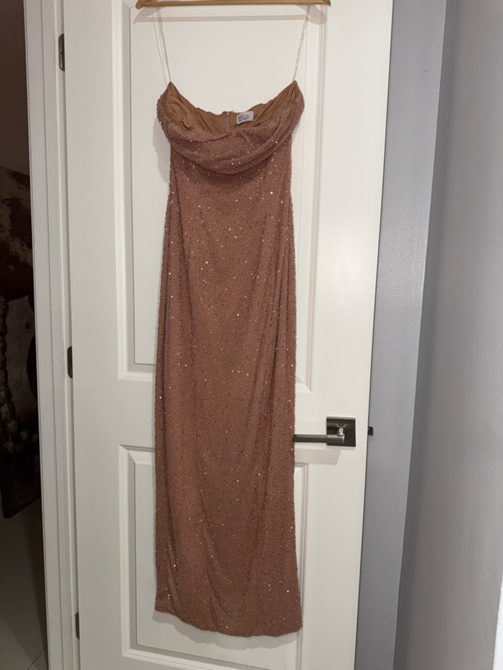 Oh Polly Rose Gold Sequin Cowl Neck Maxi Dress- Never Worn - Picture 3 of 6